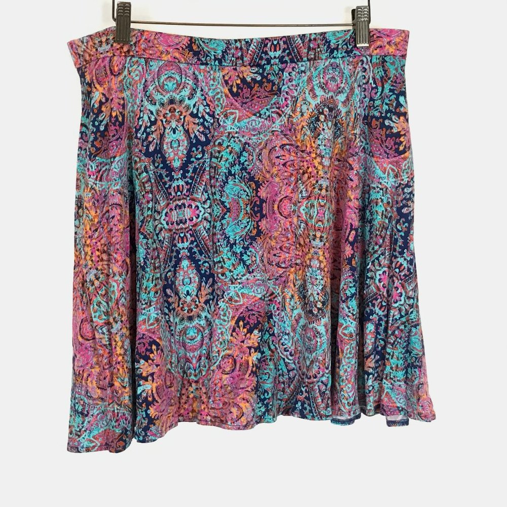 NWT Womens Size XL Cynthia Rowley Multicolor Abstract Floral Paisley Print Skirt